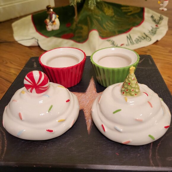 Christmas Cupcake Votive Candle Holders - Picture 2 of 3